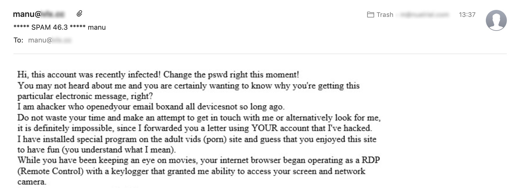 spoofed sender email address